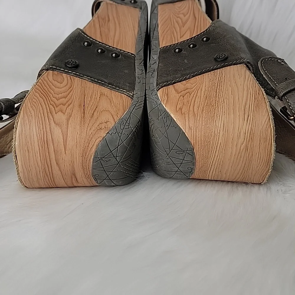 BUSSOLA Formentera Capretto‎ Ivy Leather Comfort Wedge Chucky Boho Sandals 38 - Picture 8 of 15